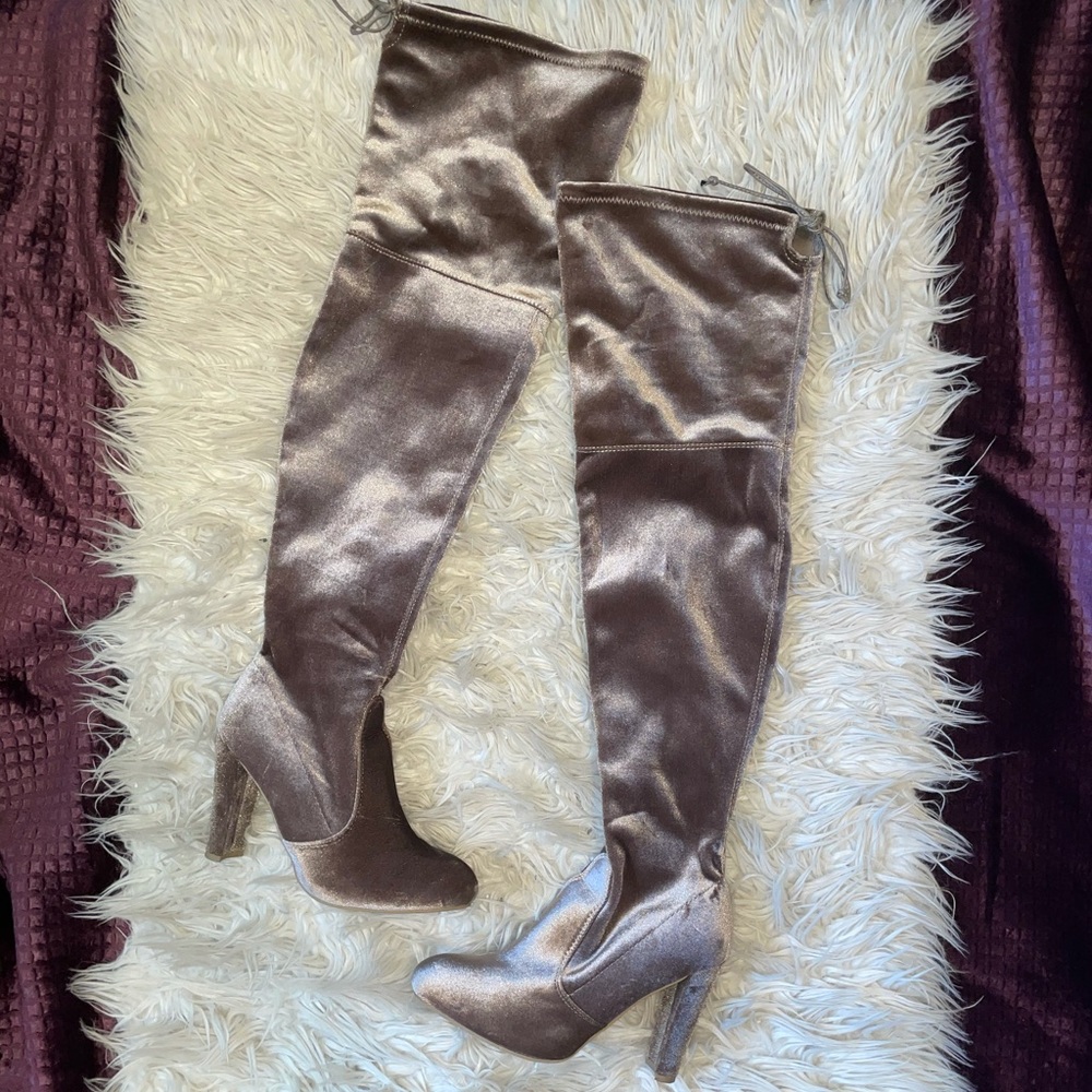 Velvet Thigh High Boots
